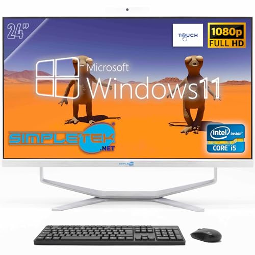 SIMPLETEK - PC Desktop ALL in ONE 24 Full HD Touchscreen | Core i5 8GB RAM SSD 240GB | Windows 11 | Webcam integrata HDMI