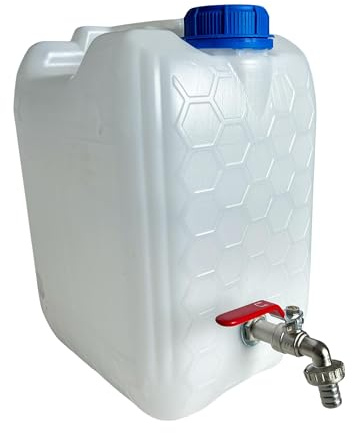 pokm toolsmarket - Wasserkanister mit Hahn, Trinkwasser Kanister mit Zapfhahn 1/2'' Gewinde Verzinkt, Wassertank BPA-frei, Wasserbehälter mit Schraubdeckel, Perfekt für Camping