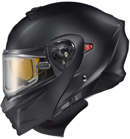 ScorpionEXO GT930 Cold Weather Adventure Snowmobile Modular Helmet Electric Shield with Breath Box and Bluetooth Ready Speaker Pockets Solid (Matte Black - Large)