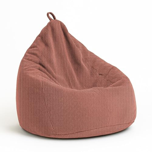 chilly pilley Sitzsack aus Cord mit EPS-Füllung - Sitzkissen - Bequem Bean Bag (Dunkelrosa, 85x125)