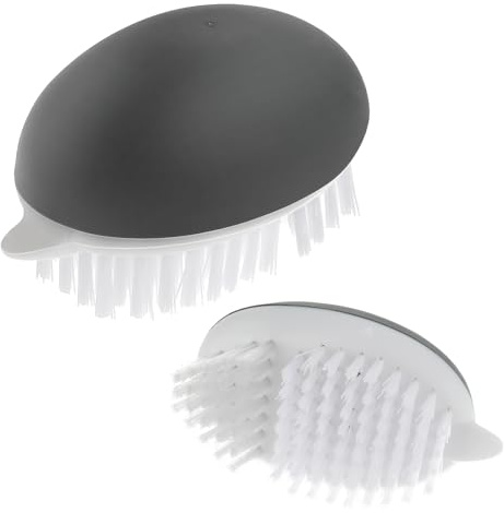 YUXIANLB Vegetable Brush, 2 Pack, Gray, Plastic, Soft & Hard Bristles, Non-Slip Grip, Potatoes, Cucumbers, Radishes, Mushrooms, Eggs, Dishes Cleaning Brush
