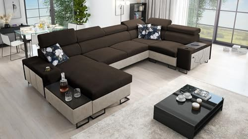All4All Ecksofa Melani IV Mini 335x205x170cm- Schlaffunktion - Bettkasten - U-Form - Couch - Eckcouch - Schlafsofa - Wohnlandschaft - Sofa - Polstersofa - Freya 210.08+Tauro8203 - Seite Links - 26