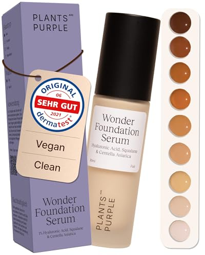 Wonder Foundation Serum - Make Up sanfte Deckkraft | Alle Hauttyp | Mit Hyaluronsäure + Squalan | Regenerierende Wirkung | Getöntes Gesichtsserum Plants Are Purple (Fair, 1x 30ml)