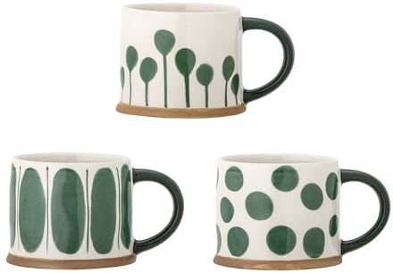 Bloomingville CREATIVE COLLECTION Linora Becher, Tasse, Grün, Steingut, T11xH8,5 cm, 3er-Set, 450 ml