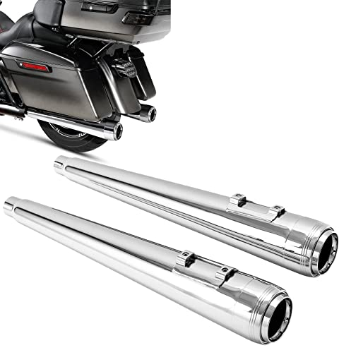 WRIDEX Zubehör 4 Megaphone Pipe Slip-On Schalldämpfer Auspuff Für Harley Touring Electra Street Glide Road King 1995–2016 Motorrad (Color : Chrome)
