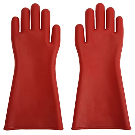 Asixxsix Elektrisch Isolierte Handschuhe, 10000 V Hochspannungshandschuhe, Lineman-Gummihandschuhe, Isolierhandschuhe für Hochspannungs-Elektroarbeiten, Sicherheitsschutz-Arbeitshandschuhe