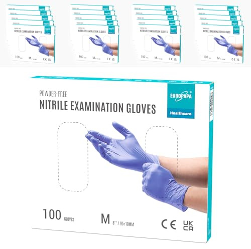 EUROPAPA® 2000 Stück (20x100) Nitrilhandschuhe Box Einweghandschuhe, Einmalhandschuhe, Untersuchungshandschuhe, puderfrei, ohne Latex, unsteril, latexfrei, disposible gloves (M, Lila)