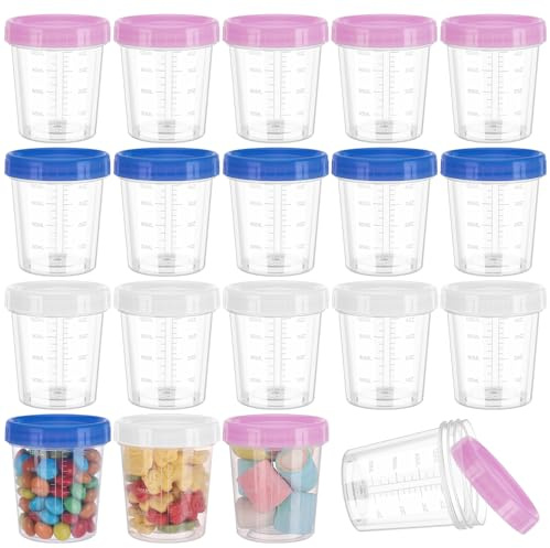 18 Pack Small Food Containers with Lids, 120ML Reusable Meal Prep Containers with Graduation, Stackable Airtight Food Storage Jars for Gym Snacks, Sauce yoghurt Pots, Microwave and Fridge Safe
