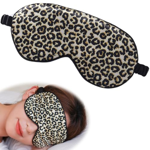 Schlafmaske frauen, Schlafbrille, Seiden-Schlafmaske, bequeme und super weiche Augenmaske ultimative Schlafhilfe, Leopardenmuster-Stil Augenbinde