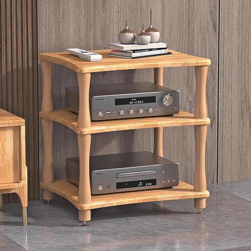 Elitix HiFi Rack Audio-/ Videoregale und Dekoregale Aus Massivholz für Medienkonsolen, Organizer für Spielkonsolen-Ausrüstung/CD-Player-Komponenten, Medientische für das Wohnzimmer(Beige,60x48x62cm)