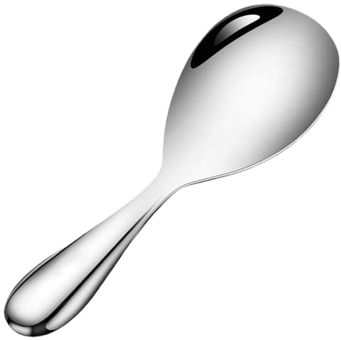 Cuchara de arroz, cuchara para servir arroz, cuchara grande de metal, espátula de arroz antiadherente, espátula de cocina de acero inoxidable, cuchara para servir arroz, puré de patatas