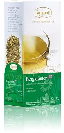 Ronnefeldt Erbe di montagna BIO 'Joy of Tea' - Tè alle erbe | In stile svizzero, 15 bustine da tè, 30 g, quantità: 1 pezzo