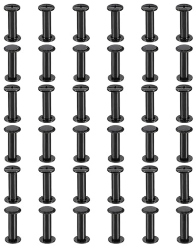 PATIKIL 18mm l vis Chicago Phillips Boulons de vis de liaison Noir | Rivets en cuir Connecteurs pour ceinture en cuir Albums photo Scrapbook, 50 Ensembles de vis Chicago