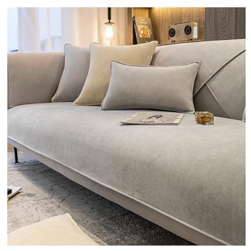 FYFWPA Sofa Überzug Chenille Sofabezug Weiche: Haustier rutschfest Sofaschoner Vintage 1/2/3/4 Sitzer Couch Überzug Einfarbig Sofaüberwürfe für U Form L Form Sektionssofa (Hellgrau, 70 * 150cm)