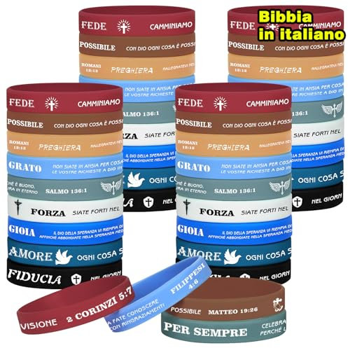 HONTIUS 8'' Braccialetti In Gomma Bibbia, 18 Pezzi Braccialetti In Silicone con Versi Biblici, Vuoto Elastici d'ispirazione Religiosi di Gomma per Scuola Insegnante Squadra Festa Natale Pasqua A