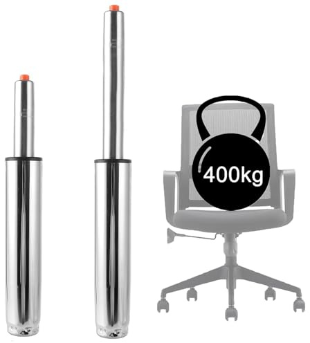AKOLAFE 2 Stück Gasdruckfeder für Bürostuhl Belastbar bis 450 kg Gasdruckfedern Bürostuhl Gasfeder Ersatzteile 235mm - 455mm silbrig Gasdruckdämpfer für Drehstuhl, Chefsessel, Hocker