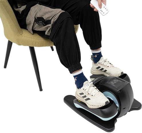 Susoso Pedaltrainer, Elektrischer Ellipsentrainer mit Fernbedienung und LCD-Bildschirm Sitzende Pedal Exerciser Beintrainer Belastbarkeit 25kg für Haushalte 35x44x26cm Blau