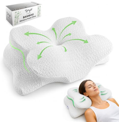 Umyth Oreiller Ergonomique Cervical à Mémoire de Forme en Bambou pour la Nuque, Coussin en Mousse à Mémoire de Forme, Comfortable pour Les Dormeurs sur Le Côté, Le Dos et Le Ventre