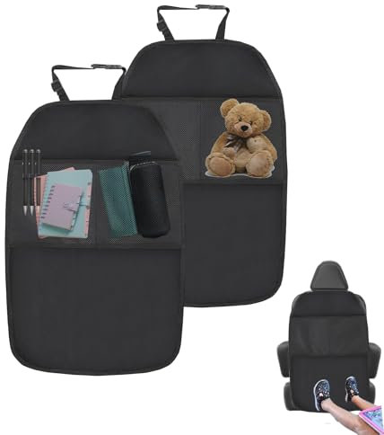 Bavooty Auto Organizer, Wasserdichter Rücksitzschoner, Autositz Schutz Rückseite Kinder, 2 Stück, Schwarz, 44 cm x 66 cm, 2 Taschen, Geeignet für die Meisten Autositze