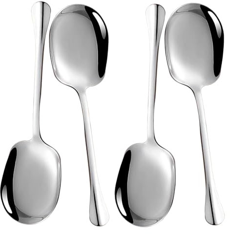 TSKER 4 Stück Servierlöffel, Groß, Edelstahl, Perfekt für Restaurants, Familienfeiern & Partyfeste