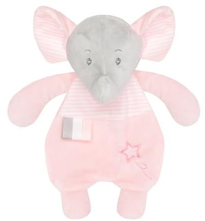 bagigi Schmusetuch für Neugeborene, Plüsch, Rassel, 0 Monate + (rosa Elefant)