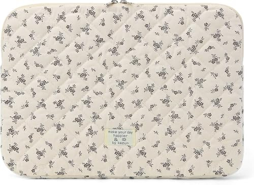 RuiDay Housse Ordinateur 13-14 Pouces, Pochette pour Ordinateur Portable Matelassée Motif Floral, Compatible avec MacBook Air 13/Pro 13/Pro 14 M5 M4 M3 M2 M1