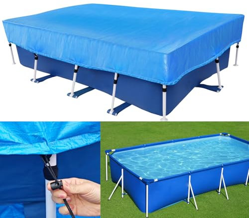 14x7 Rectangle Pool Cover Draw Strings 177 x 87 in Rectangular Frame Swimming 14 Foot Pool Cover for 178x86 Above Ground Pools Durable PE Tear-Resistant Winter Cover