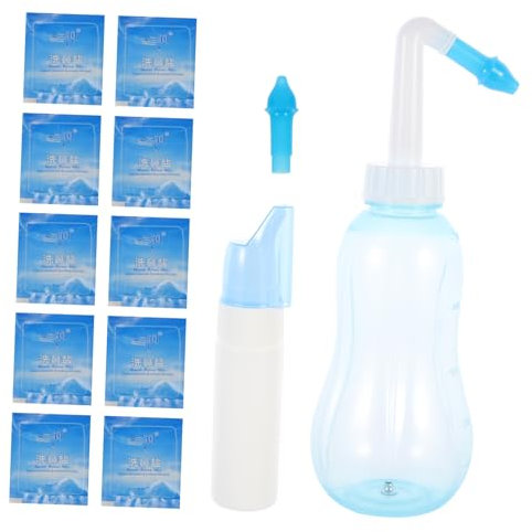 LRXIYODE 1set Strumenti Per Lavaggio Nasale Bottiglia Per Pulizia Cavità Nasale Con Bustine Flacone Spray Design Portatile e Facile Da Usare Per Adulti