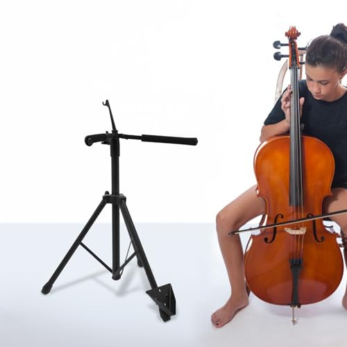 Faltbar Cello Ständer Gitarrenständer, Tragbarer Cello aus Metall, Höhenverstellbarer Ständer (74~120 cm), für Haushalte, Schulen, Aufnahmestudios, Auditorien, Orchester, Chöre