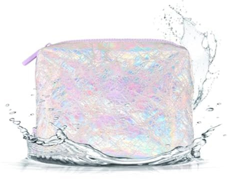 Case-Mate Soap Bubble Essential Crinkle Makeup Bag - Waterproof Zipper Pouch - Daily Use Travel Pouch for Toiletries and Beach Essentials - Perfect Small Cosmetic Bag for Secure Storage - Iridescent