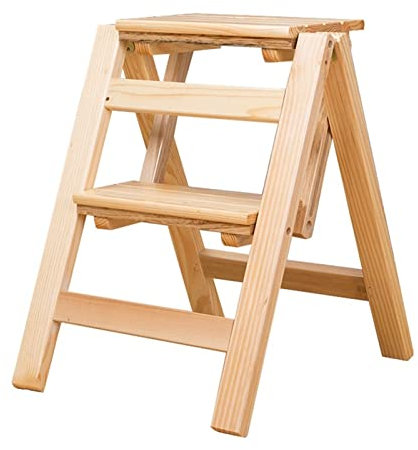 Klappbare 2-Stufen-Hocker, Holzleiter, kleine Küchenhocker, Holzleiter, Holzleiter, Hocker/B
