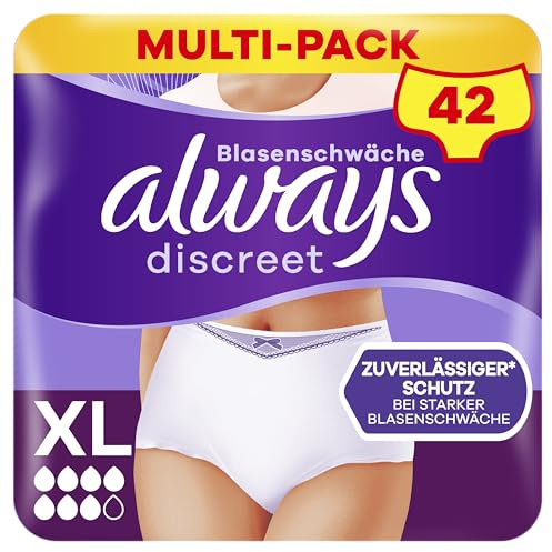 Always Discreet, Culottes Fuites Urinaires, Taille XL, Blanc, Absorption 7, 21 Sous-Vêtements Jetables Incontinence Femme, Fuites Urinaires Importantes ou Maternité post accouchement, Pack 1 Mois