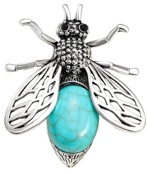 Broche Abeille Turquoise Pour Femme Et Homme Pins De Revers En Métal Argenté Avec Rhinstones Élégant Bijou Animal Insecte Abeille Accessoire Bohème Pour Robe Veste Cadeau Anniversaire Fête
