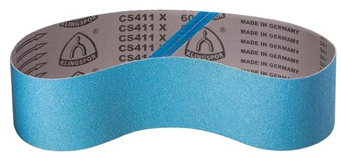 Nastro abrasivo in zirconio KLINGSPOR CS411X - 100 x 1220 mm - grana 60 - per metallo e acciaio - base tessuto robusta - nastri abrasivi professionali per smerigliatrici a nastro
