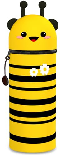 DGTSYAL 2-in-1 Silikon Federmäppchen - Biene, Kawaii, mäppchen, Stand Up, Tier Stifthalter, Stifte Mäppchen, Stifthalter Bleistifttasche, Stiftetasche Buntstifte Marker Mädchen Junge