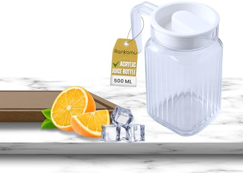 Rankomu Pichet Plastique 500ml Carafe Eau Transparente Avec Couvercle, Pichet À Jus Résistant Aux Chocs BPA-Free, Pour Thé Glacé, Lait, Limonade, Bar, Maison