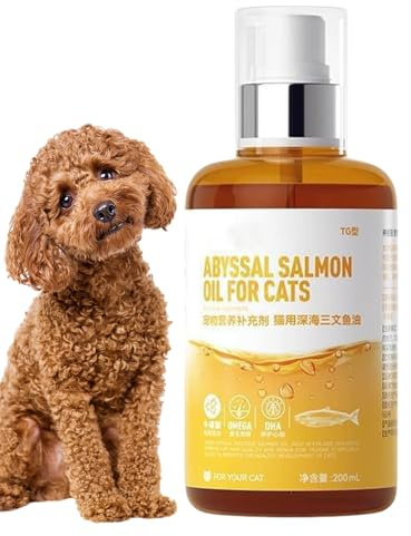 JIEBWCHA Olio di Salmone per Gatti | Integratore Alimentare Liquido 200ml,Integratori Naturali Extra-Force Per Cani, Supporto Quotidiano Per Benessere e Mobilità Articolare