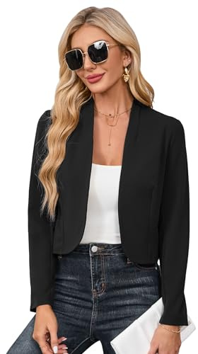 YesFashion Blazer Damen Elegant Langarm Blazer Kurzblazer Offene Jacke Breathable GanzjäHrig Casual Business BüRo