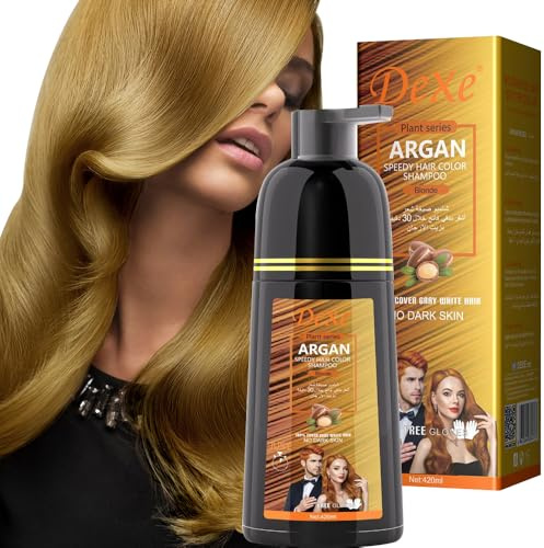 Instant Black Hair Shampoo 420ml - Semi-Permanente schwarze Haarfarbe Shampoo für natürliches Haar, hält 30 Tage, schnell wirkende Formel für Männer & Frauen (Blonde)