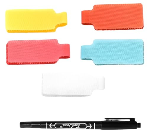 XENQITO 24 Piezas Etiquetas para Cables, Etiquetas Reutilizables para Cables, Etiquetas Multicolores para Cables - Area de Escritura para Identificar Cables, Grandes, Hilos, Versátiles