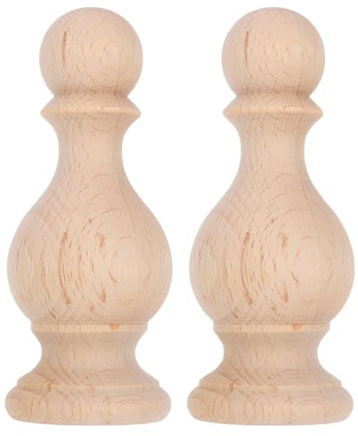 ADOCARN Lot de 2 embouts de balustre en bois : embouts de colonne non peints pour escaliers, capuchons de poteau de lit rustiques pour balustrades, mâts de drapeau, décoration intérieure de meubles