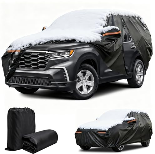 Winter Car Cover for Honda Pilot 2003-2025, Heavy Duty SUV Full Car Cover Waterproof All Weather Outdoor for Hail Snow Ice Rain Sun UV Dust Protector, with Driver Side Zipper & Reflective Strips