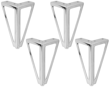 Geesatis 4-Pack 6 inch Silver Hairpin Table Legs - Metal Furniture Legs with Mounting Hardware for Desks, Coffee Tables, Shelves,Easy Installation