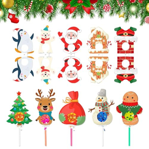 Weihnachtsbonbonhalter - Weihnachtsmann Lutscher Papierkarten,Lebkuchenmänner Deko für Dessert Zuckerhut Schokolade Festliche Feier - Klassenzimmer Büro Zuhause Festtage Winterfeier