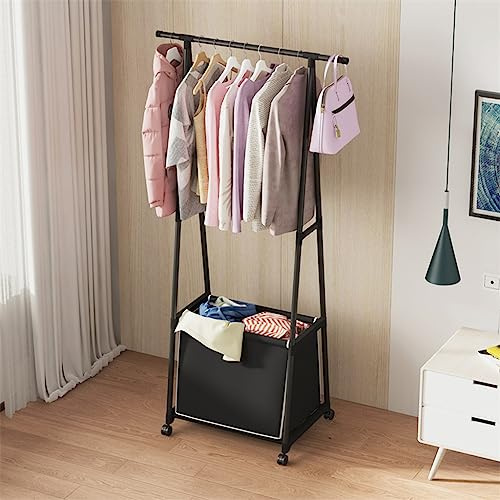 Cesto portabiancheria con Ruote,Cesto portabiancheria con ripiano e Barra Appendiabiti, Carrello portabiancheria con Ruote, Appendiabiti per Vestiti, Organizer per Cesto portabian