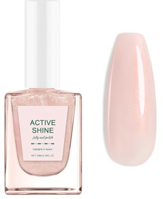 Jelly Nail Polish - Translucent Nude Pink Nail Varnish - Quick Dry Pearl Highly Pigmented Clear Nail Polish - Long Lasting No Need UV Lamp Nail Paint for Women DIY Gift Nail Art Manicure 10ml