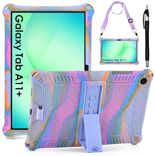KATUMO Fodral för Samsung Galaxy Tab A11 Plus / A11+ 11 tum 2025 (SM-X236B/X230/X235), Barnfodral för Galaxy Tab A11 Plus 11 tum, Silikonfodral med Penna och Axelrem