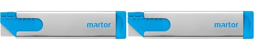 MARTOR Cuchillos de seguridad de acero inoxidable con retracción de hoja, SECUNORM HANDY, Cúter profesional, pequeño, acero, Para diestros y zurdos (Paquete de 2)