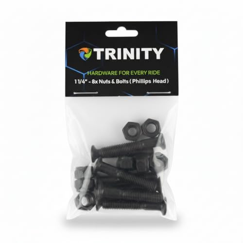 Trinity Skateboard Hardware – 8 X viti & Lock Nuts – Tenuta sicura (fessura a croce, 1 1/4)