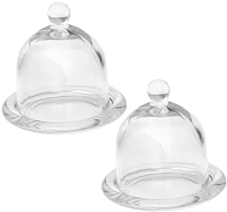 Toyvian Alzata per Torta in Vetro con Cupola Trasparente e Base Stabile, Contenitore per Dolci con Coperchio a Cupola, Set da 2 Pezzi per Presentazione e Conservazione Dessert in